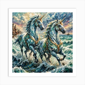 Unicorns In The Sea Art Print