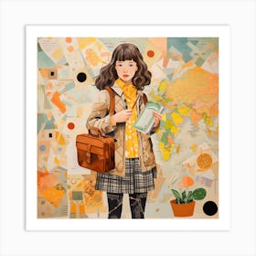 Abstract Girl Doing Shopping Art Print