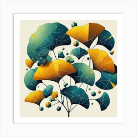 Geometric Art Tropical leaves of ginkgo biloba 1 Art Print