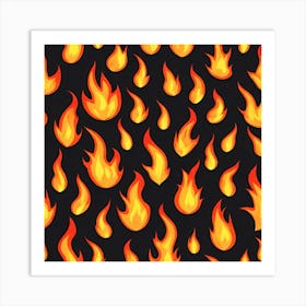 Flames On Black Background 52 Art Print