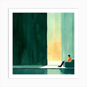 Man Sitting In Front Of A Window Art Print