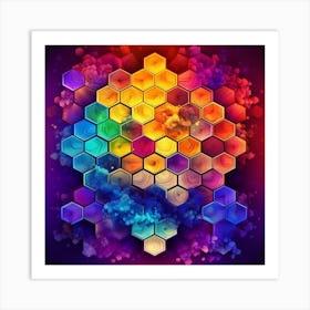 Abstract Colorful Hexagons Art Print