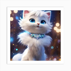 White Cat With Blue Eyes Art Print