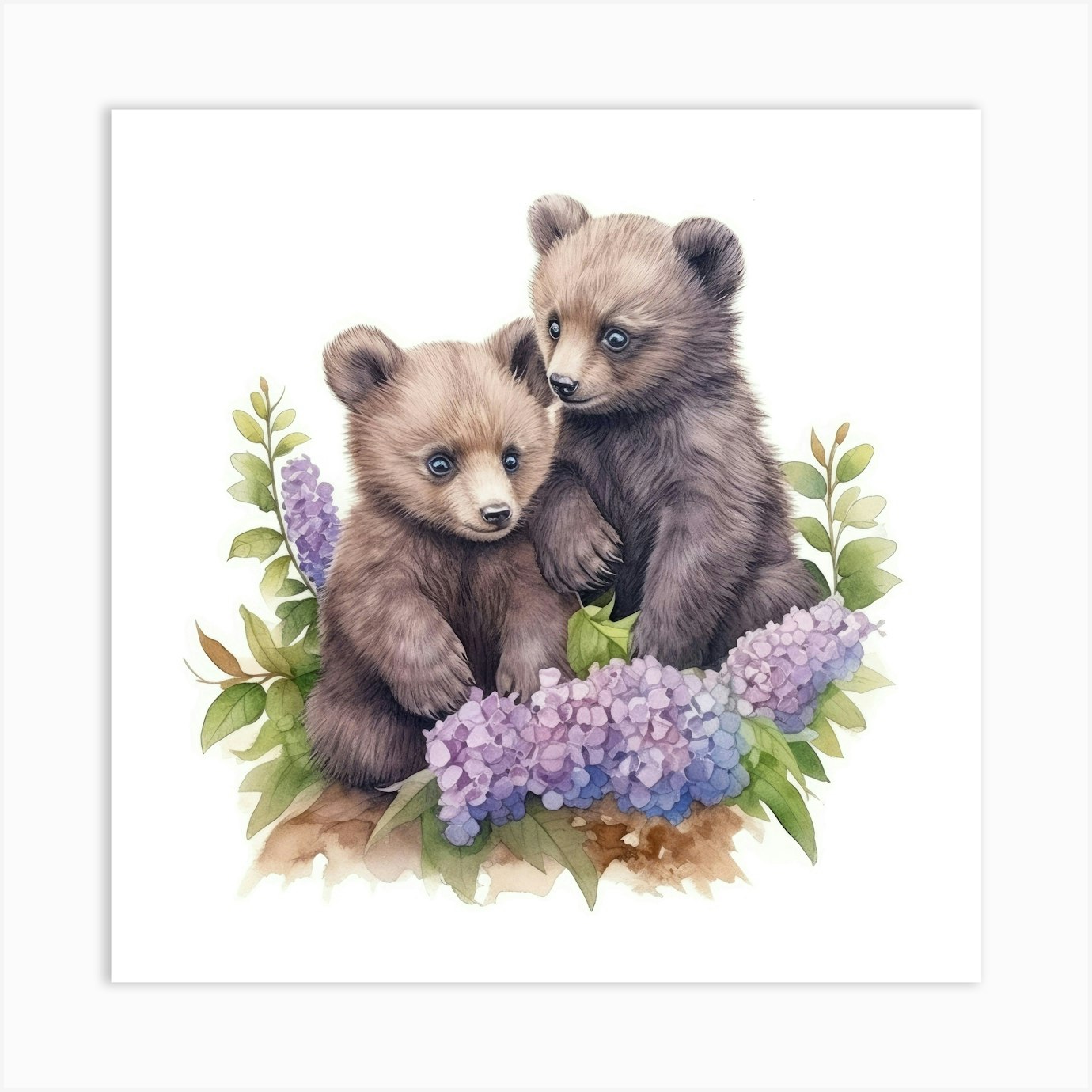 Bear Cubs Art Print by Aloke Design