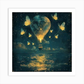 Hot Air Balloon With Butterflies 5 Art Print