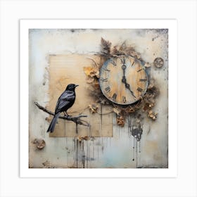 Bird On A Clock Art Print