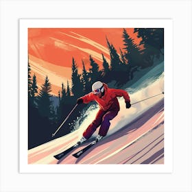 Skier On The Slopes 6 Art Print