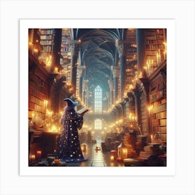 Wizard In A Library Art Print