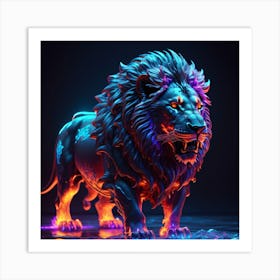 Neon Lion Art Print