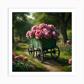 Peonies In A Wagon 1 Art Print