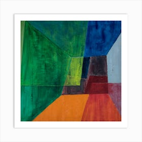 Abstract with Orange, Green & Blue Art Print