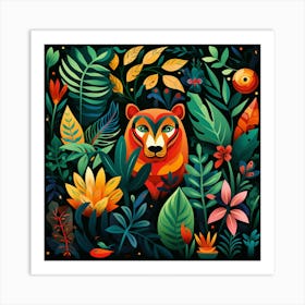 Bear In The Jungle Art Print