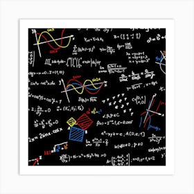 Mathematical Formulas On A Blackboard Art Print