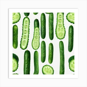 Cucumbers On A White Background 3 Art Print