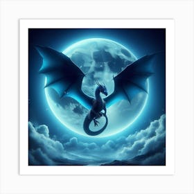 Dragon In The Moonlight Art Print