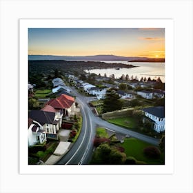 Community City Road Aerial Street Town Suburbia Puget Sound Commute Architecture Car Dron (6) Art Print