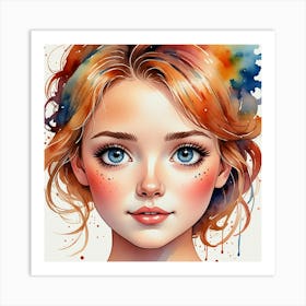 Watercolor Of A Girl 48 Art Print