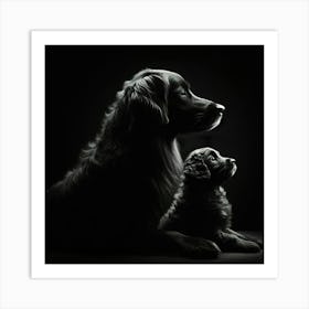 Portrait Of A Dog And Puppy Art Print