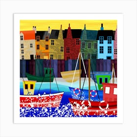 Colourful Fishing Town Art Print