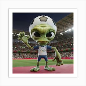 Alien Soccer Mascot Art Print