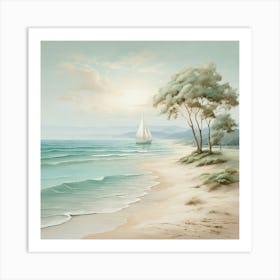 Sailboat On The Beach Art Print