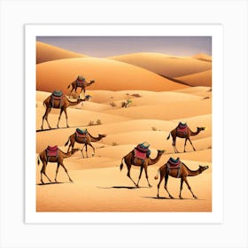 Camels In The Desert 2 Art Print