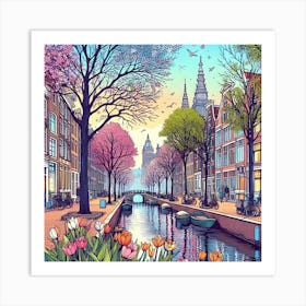 Amsterdam Canal in Wonderful Spring Art Print