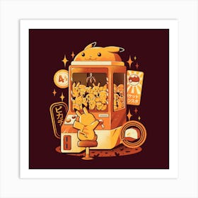 Electric Claw Machine - Cute Anime Arcade Gamer Thunder Rat Gift 1 Art Print