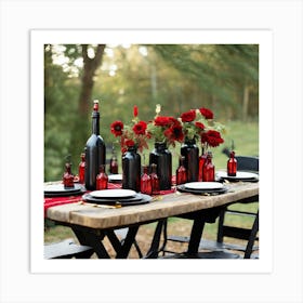 Mesa De Pic Nic Botellas De Colores Art Print