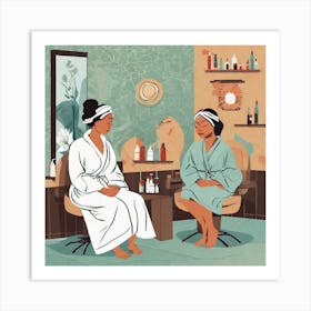 Two Women In A Spa Art Print