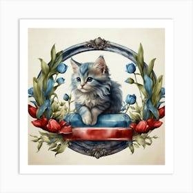 Blue Kitten Art Print