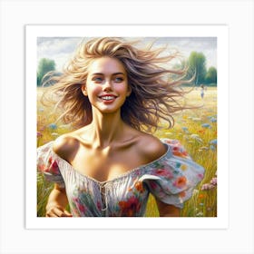 Girl In A Field 2 Art Print