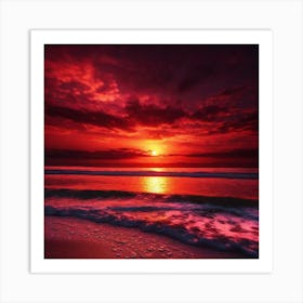 Sunset On The Beach 1075 Art Print