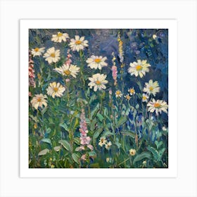 Daisies In The Meadow 2 Art Print