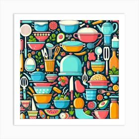 Kitchen Icons Set Art Print