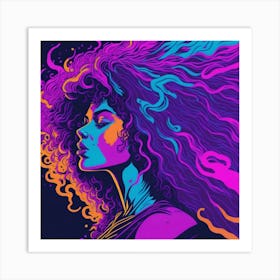 Portrait Of A Woman With Curly Hair Art Print