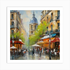 Paris Cafes.City of Paris. Cafes. Passersby, sidewalks. Oil colours.21 Art Print