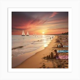 Sunset On The Beach 1 Art Print