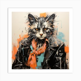 Cat In A Jacket Art Print