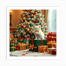 Flux Schnell A Majestic Snowflaked Christmas Tree Stands Tall 3 Art Print