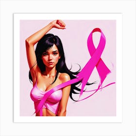 Women Breast Cancer Awareness background in Pink Ribbon international symbol for month October clipart and poster clipart and wall art 17 Art Print