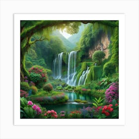 Waterfall In The Forest 30 Art Print