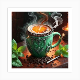 Coffee Cup With Orange Art Print