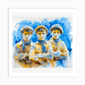 Three Boys In Hats Art Print