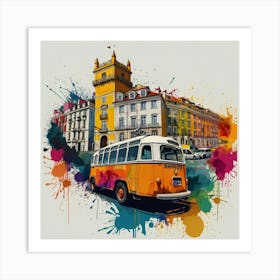 Vw Bus In Lisbon Art Print