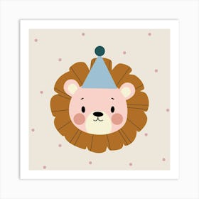 Print with cute lion Art Print