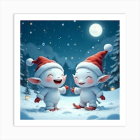 Christmas Elves 1 Art Print