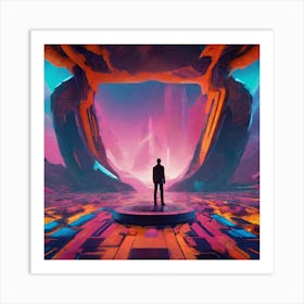 Man Standing In A Futuristic Space Art Print