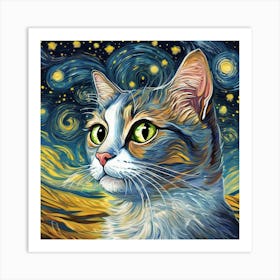 Van Gogh Cat Artwork Capturing Art Print