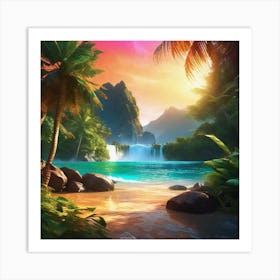 Tropical Landscape Painting 6 Art Print